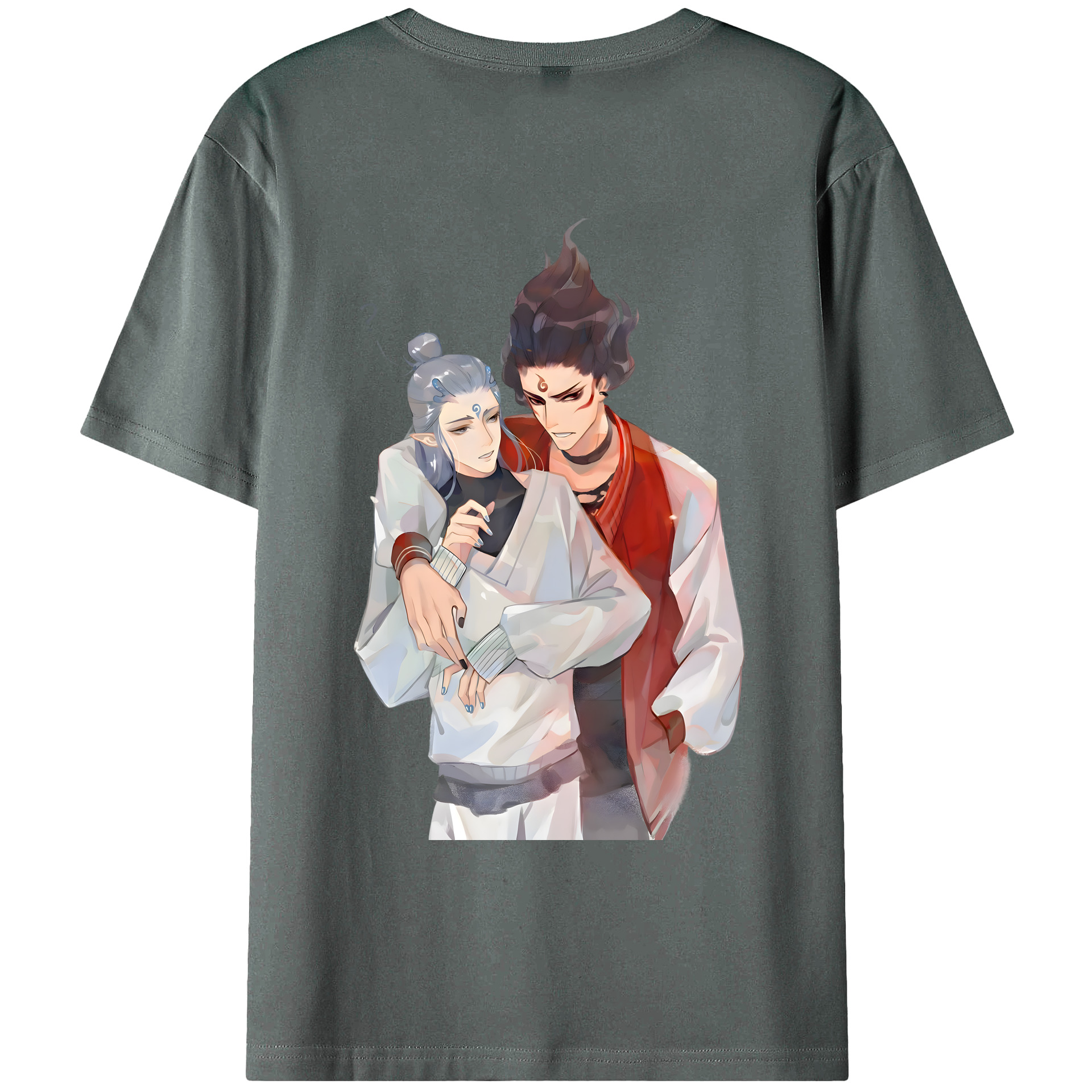 （画像用） Ne Zha 2 ナタ 魔童の大暴れ 綿100％ メンズ半袖Tシャツ（バックプリント） 通気性